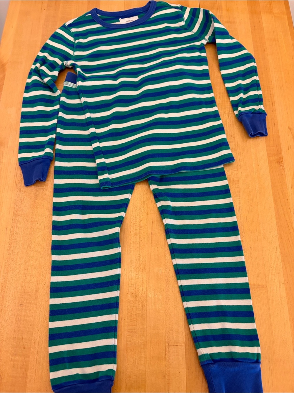 Crewcuts Blue and Green Striped Kids Pajama Set